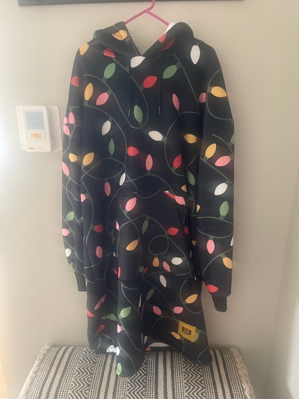 Big Blanket Company Black Hoodie fleece pullover robe